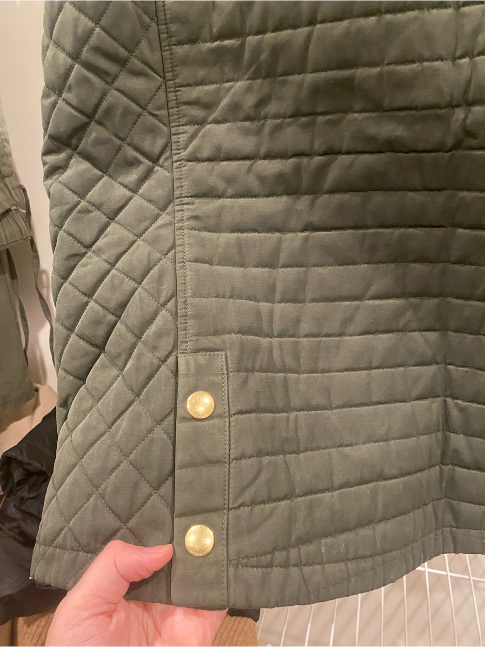 Vineyard Vines Olive Green and Brown Quilted Vest with Gold Accents - Picture 10 of 10